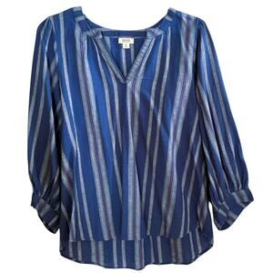 ANA Women's Cotton 3/4 Length Sleeves Striped Casual Blouse ~ Size XL
